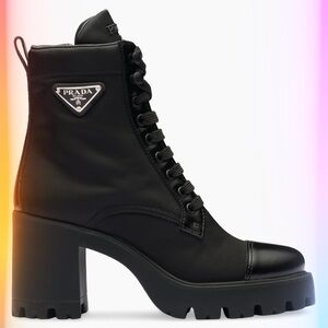 Prada Women's Black Chunky Lace-Up Boots